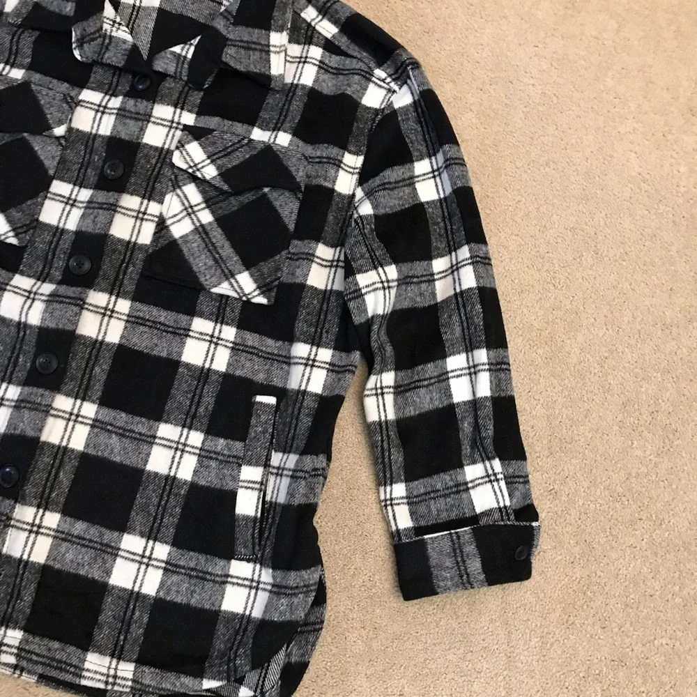 Members Mark Black White Plaid Shacket Size XXL Heavyweight Outerwear Cabincore
